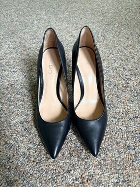Aldo Black Pointed-Toe Leather Pumps